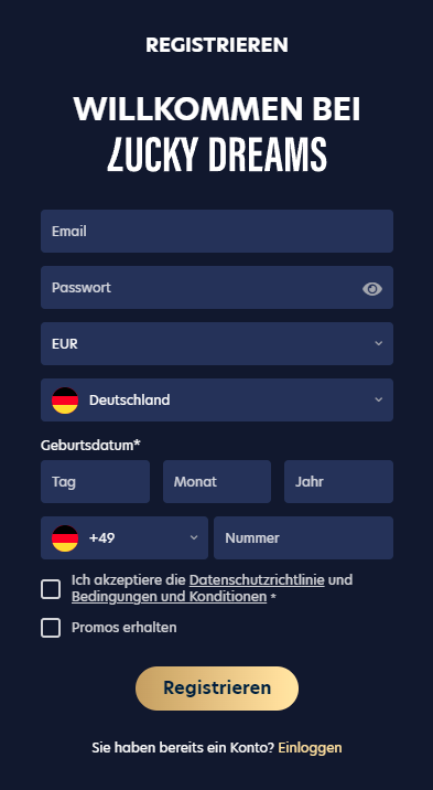 LuckyDreams Registrieren